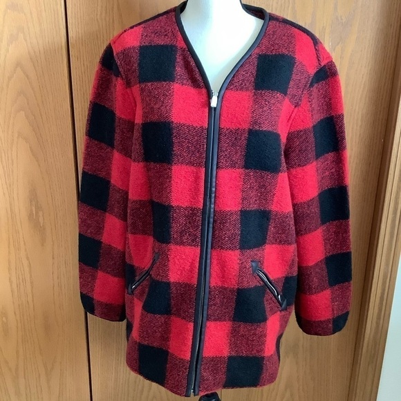 NWOT Nikki Jones Montreal Buffalo Plaid Print Zip-Up Jacket Sz-S/P - Picture 1 of 7